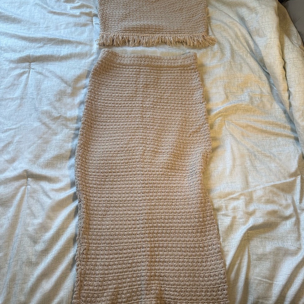 Aqua women’s crochet top and skirt set size XS